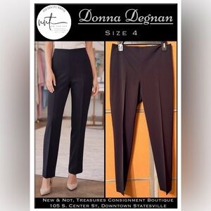 Vintage Donna Degnan Black Tailored Career Dress Pants Creased Slim Leg Sz 4